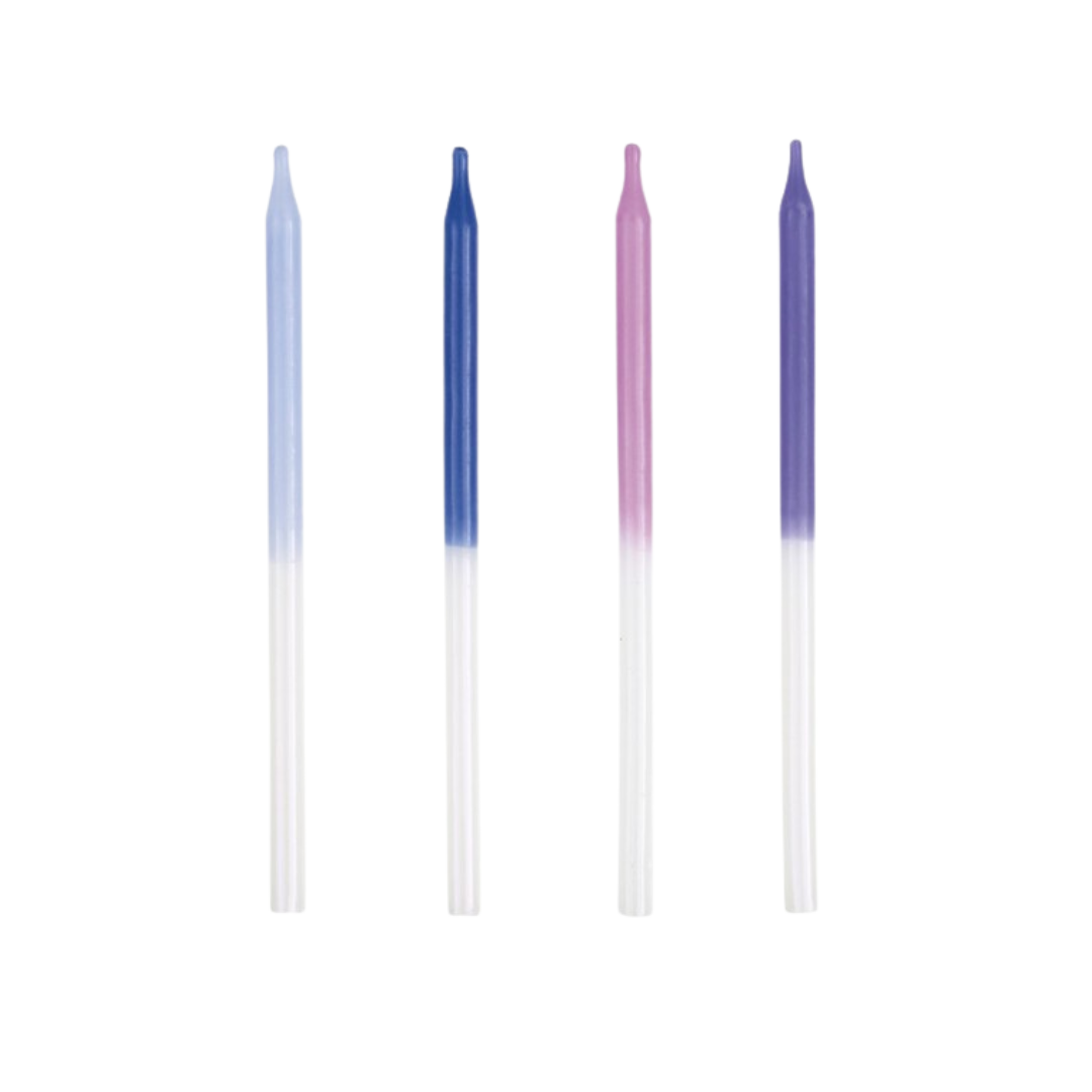 Pastel ombre candles with tall slim design for birthday from Parte Haus party supply store in Bethesda MD