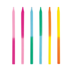Rainbow long thin birthday candles with ombre design from Parte Haus party supply store in Bethesda MD