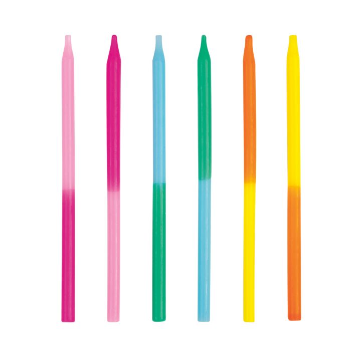 Multicolored Two-Color Birthday Candles - 12 pk