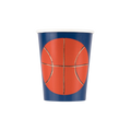 Blue and orange basketball paper cup for sports birthday from Parte Haus party supply store in Bethesda MD