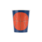 Blue and orange basketball paper cup for sports birthday from Parte Haus party supply store in Bethesda MD
