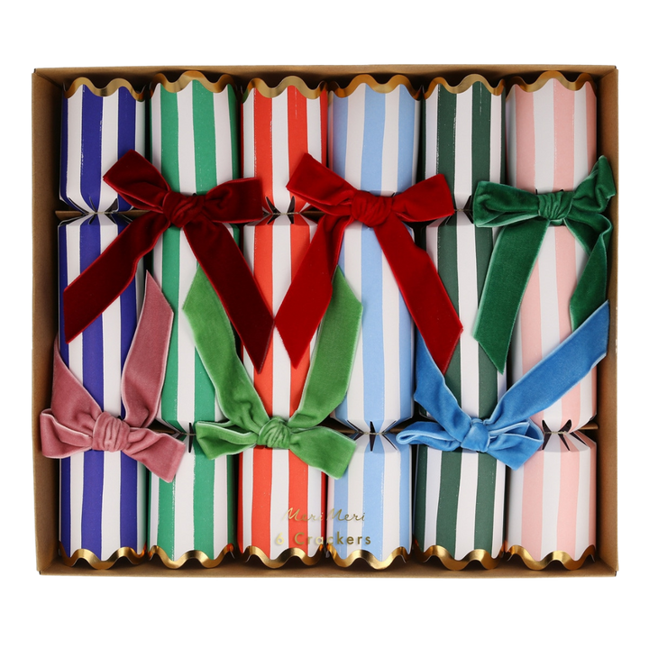 Multicolor Stripe Velvet Bow Crackers