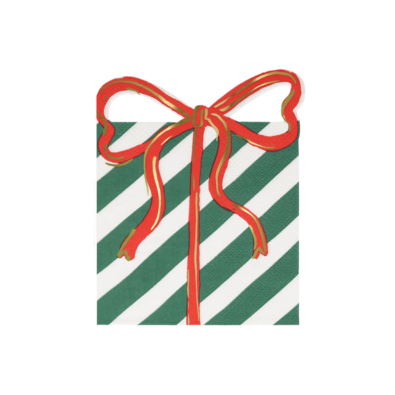 Red and Green Present With Bow Cocktail Napkins