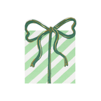 Green and white gift napkin with bow for birthday from Parte Haus party supply store in Bethesda Maryland