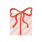 Pink and white napkin with red bow for birthday from Parte Haus party supply store in Bethesda MD