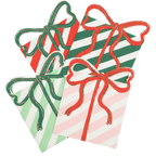 Red green and pink striped gift bow napkins Christmas theme from Parte Haus party supply store in Bethesda Maryland