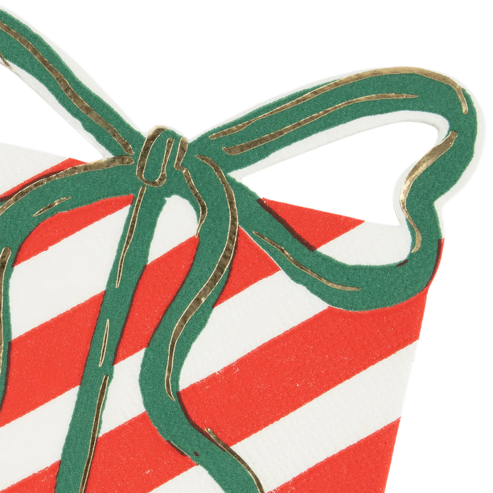 Red and Green Present With Bow Cocktail Napkins