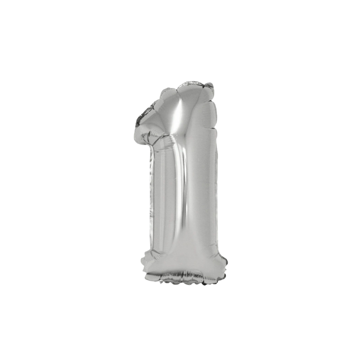 Silver Number 0 - 9 Foil Balloon, 34in
