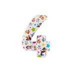 White Paw Patrol number four foil balloon with colorful stars birthday theme from Parte Haus party supply store in Bethesda Maryland