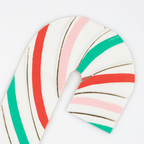 Red green pink and gold candy cane shaped napkin for Christmas from Parte Haus party supply store in Bethesda MD