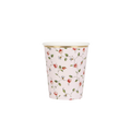 Pink floral paper cup with gold rim for garden party from Parte Haus party supply store in Bethesda MD