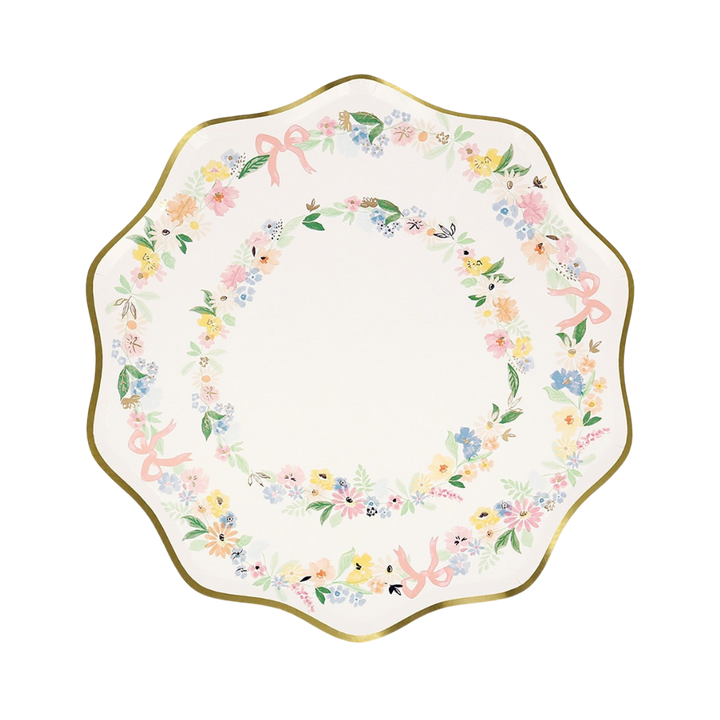 White Elegant Floral Dinner Plates