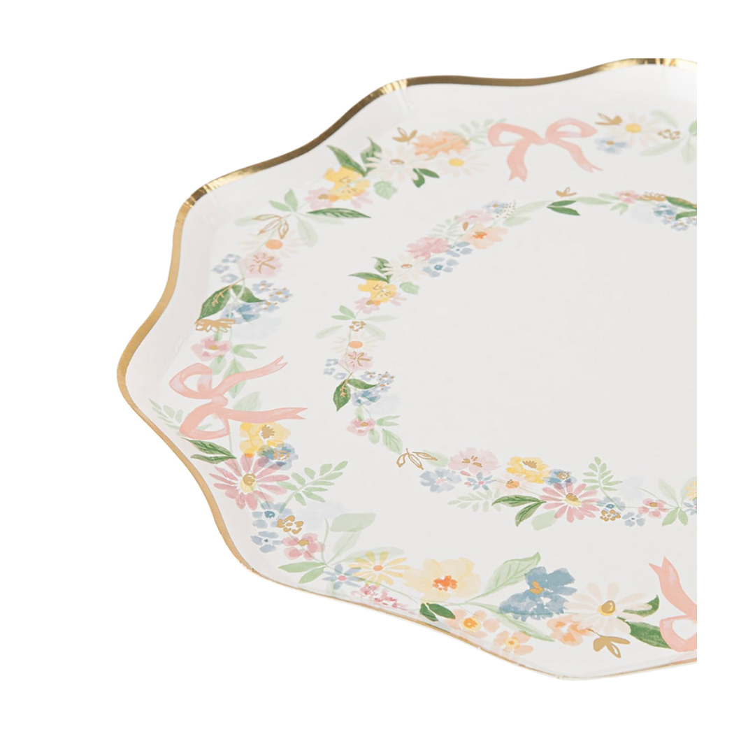 White Elegant Floral Dinner Plates