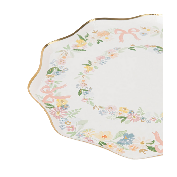White Elegant Floral Dinner Plates