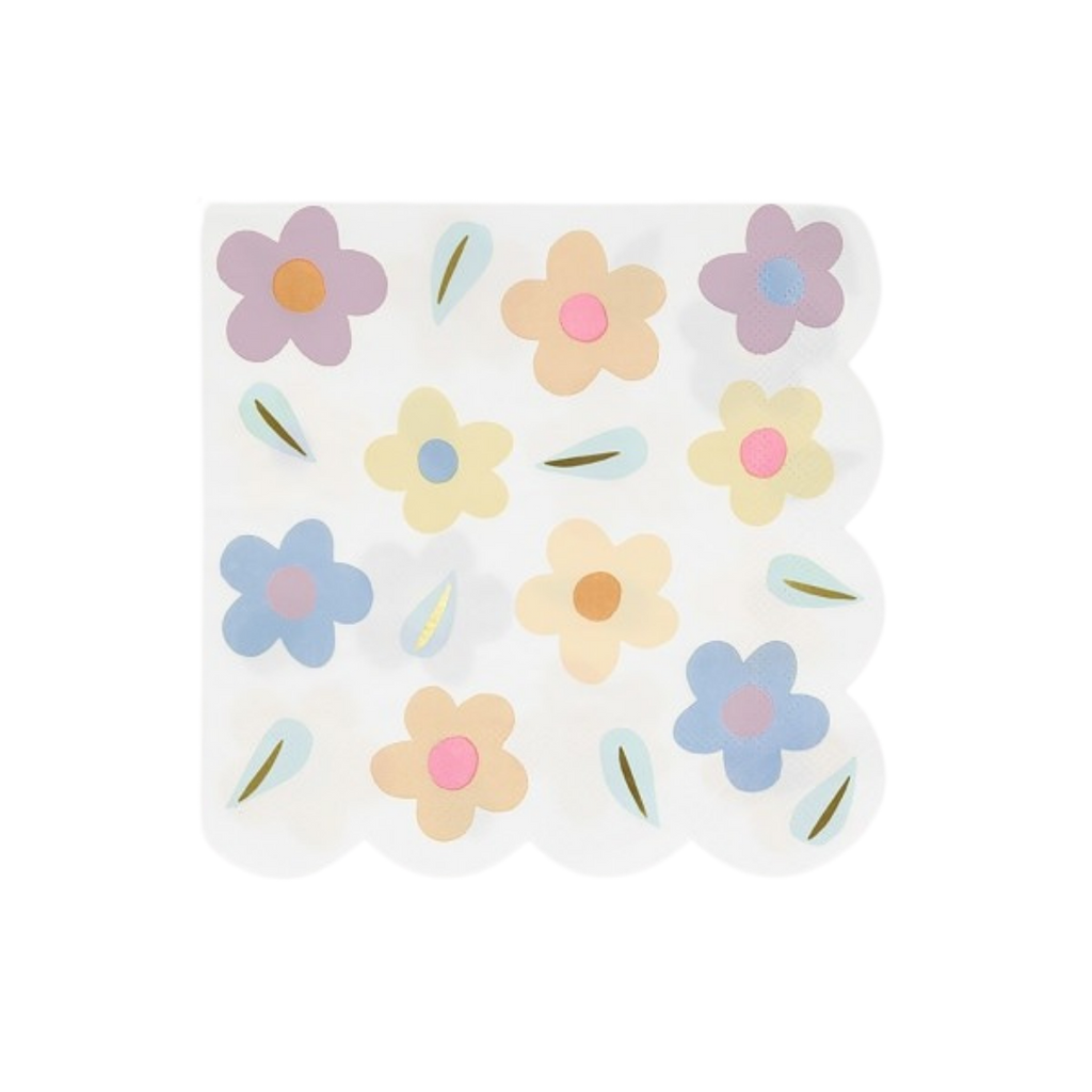 Pastel floral napkin with scalloped edge spring theme from Parte Haus party supply store in Bethesda MD