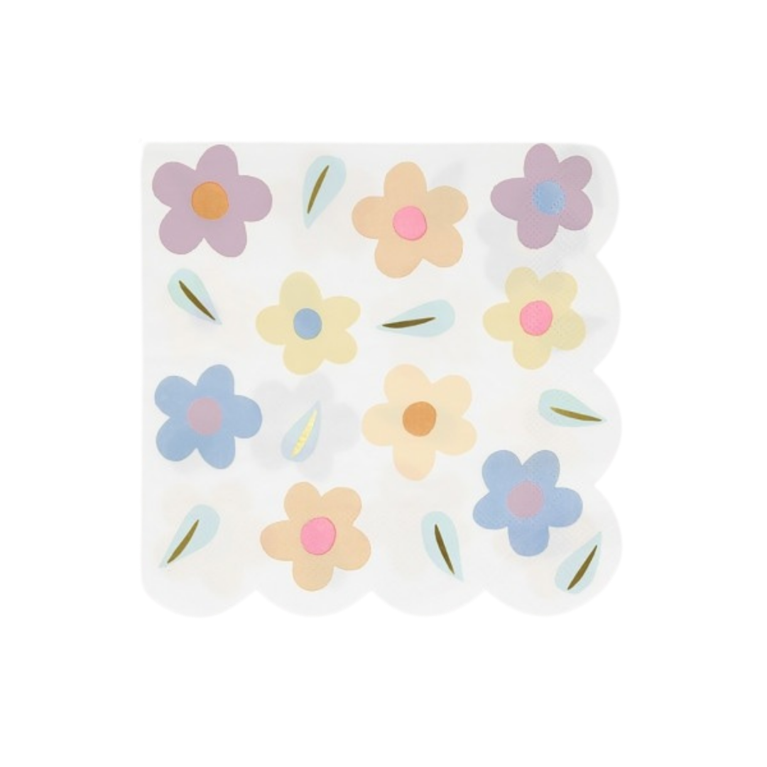 Pastel floral napkin with scalloped edge spring theme from Parte Haus party supply store in Bethesda MD