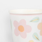 Pastel floral paper cup with gold leaves for spring from Parte Haus party supply store in Bethesda MD