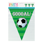 Green soccer flag banner with soccer ball and GOOOAL print for sports birthday from Parte Haus party supply store in Bethesda MD.