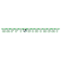 Green soccer Happy Birthday banner for birthday celebration from Parte Haus party supply store in Bethesda Maryland