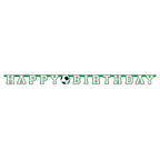 Green soccer Happy Birthday banner for birthday celebration from Parte Haus party supply store in Bethesda Maryland