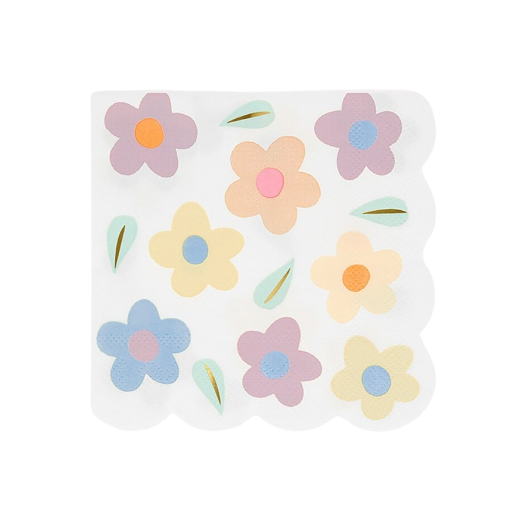 Pastel floral napkin with scalloped edge spring birthday from Parte Haus party supply store in Bethesda MD