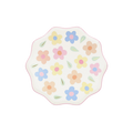 Pastel floral scalloped paper plate with flower print for birthday from Parte Haus party supply store in Bethesda Maryland