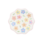 Pastel floral scalloped paper plate with flower print for birthday from Parte Haus party supply store in Bethesda Maryland