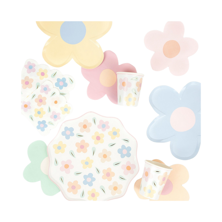 Pastel Happy Flowers Dessert Plates