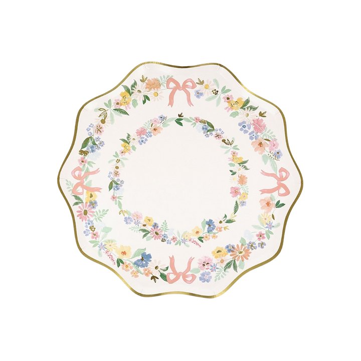 White Elegant Floral Dessert Plates