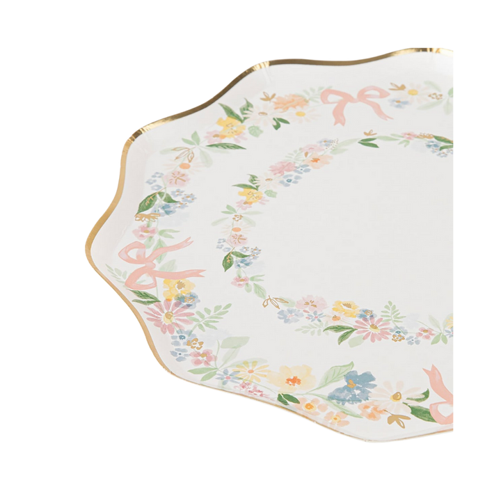 White Elegant Floral Dessert Plates