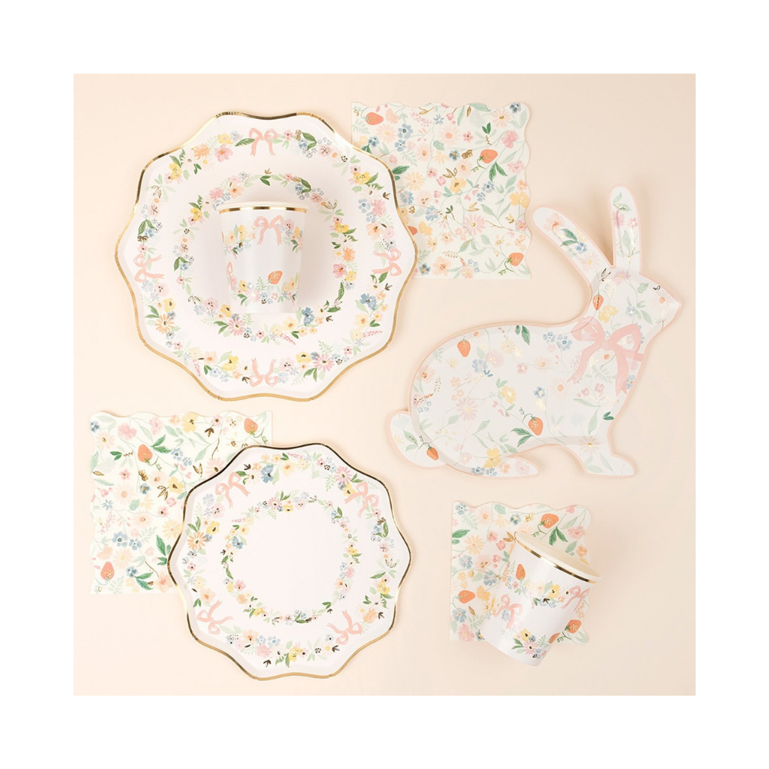 White Elegant Floral Dessert Plates