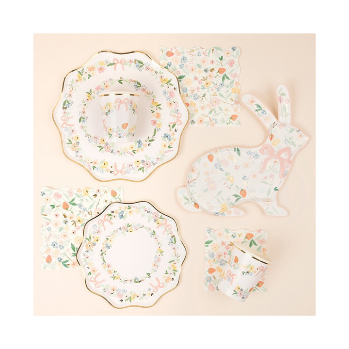 White Elegant Floral Dessert Plates