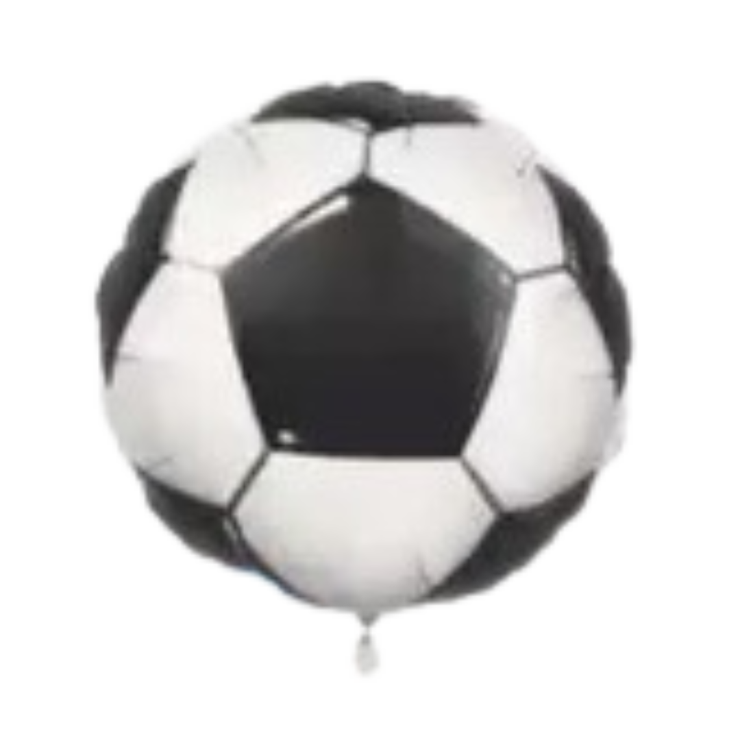 White and Black 3D Soccer Ball Bulk Foil Balloon, 18in