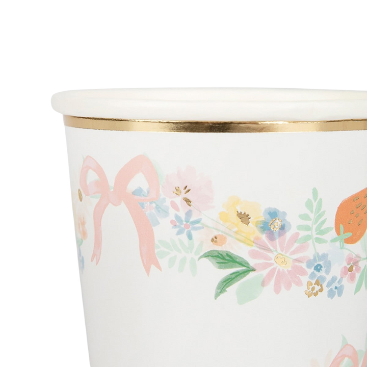 White Floral Elegant Cups