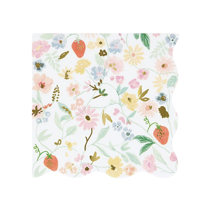 White Floral Cocktail Napkins