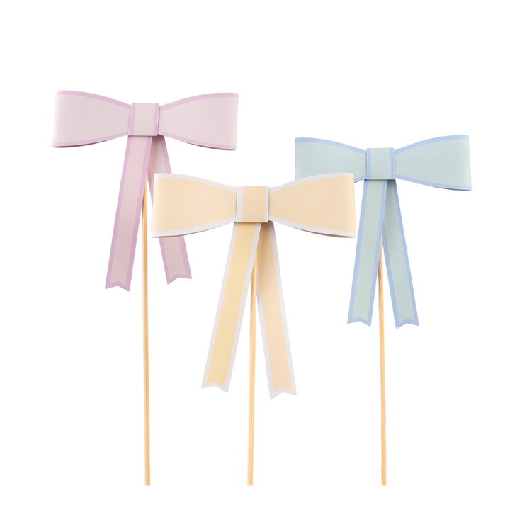 Pastel Bow Cake Toppers