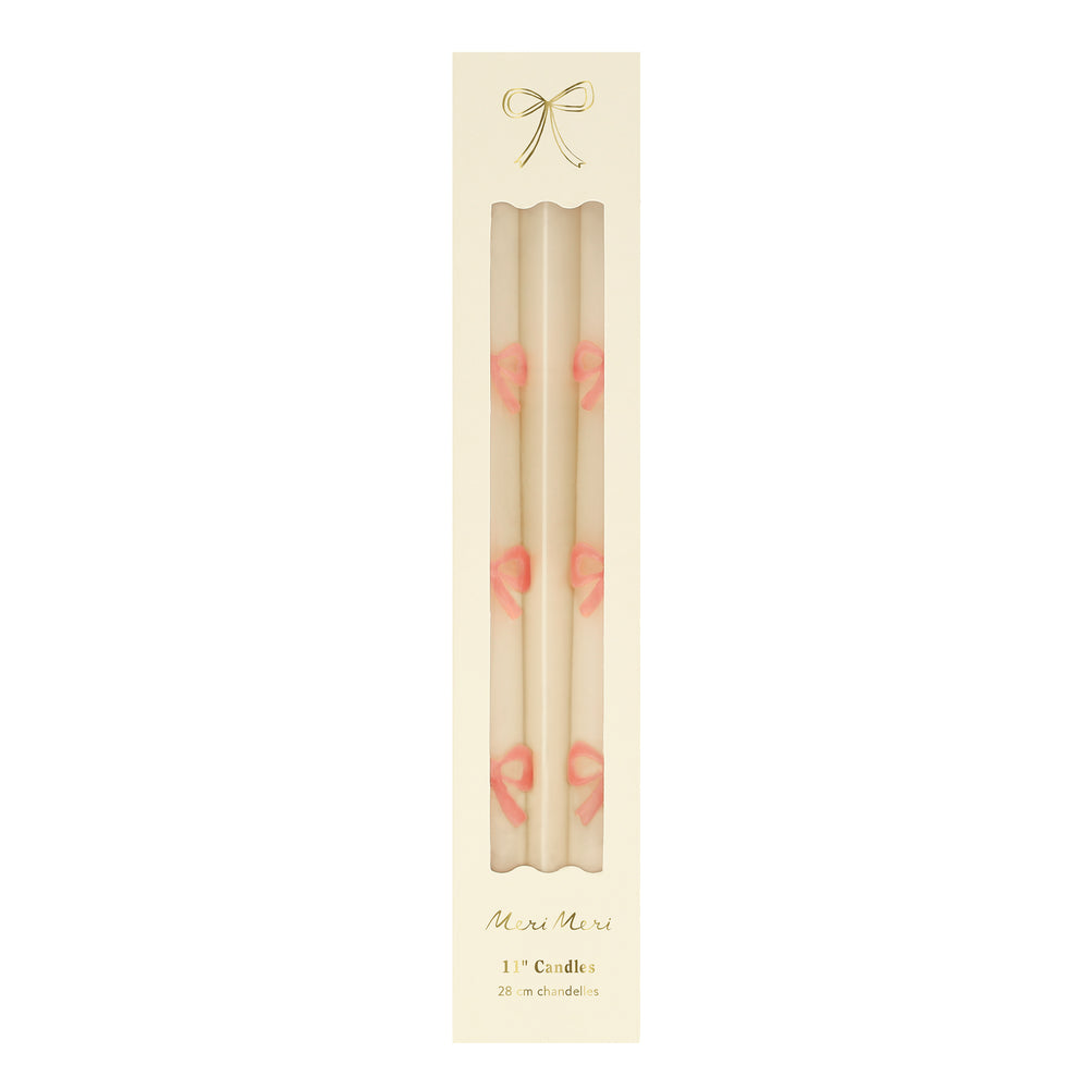 Pink Bow Taper Candles