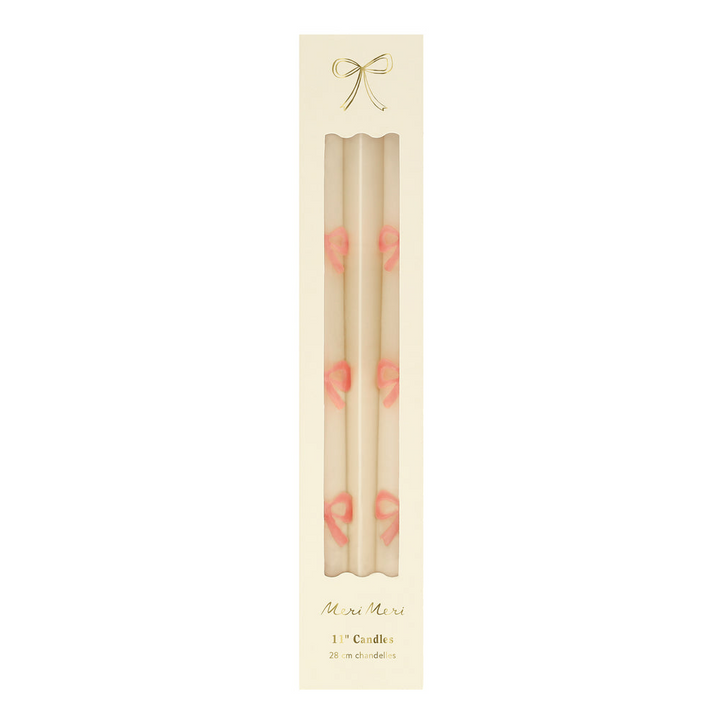 Pink Bow Taper Candles
