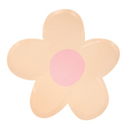 Peach flower shaped plate with pink center floral birthday theme from Parte Haus party supply store in Bethesda MD