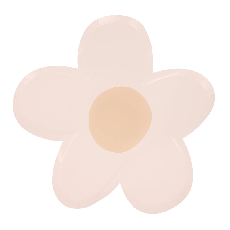 Pale pink daisy flower plate with beige center for spring birthday from Parte Haus party supply store in Bethesda MD