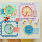 Assorted Colors Wavy Line Dinner Plates