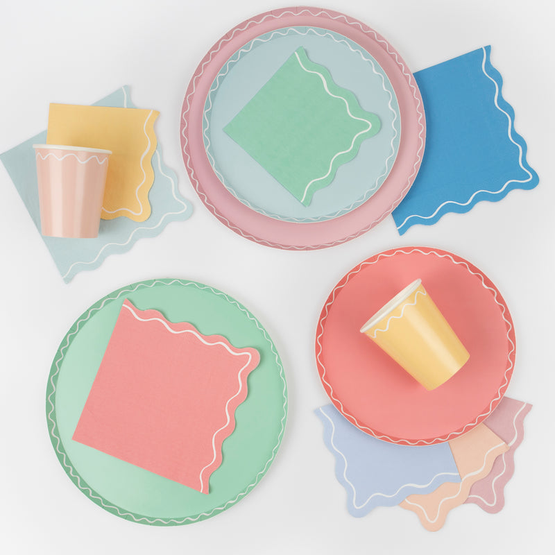 Assorted Wavy Line Colors Cocktail Napkins