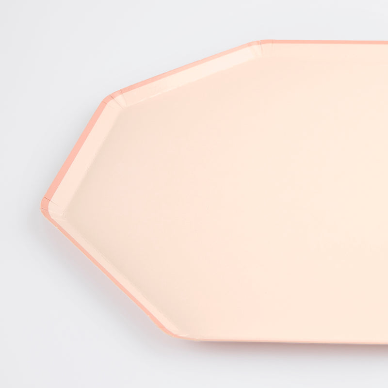 Blush pink octagon paper plate modern design for birthday from Parte Haus party supply store in Bethesda MD