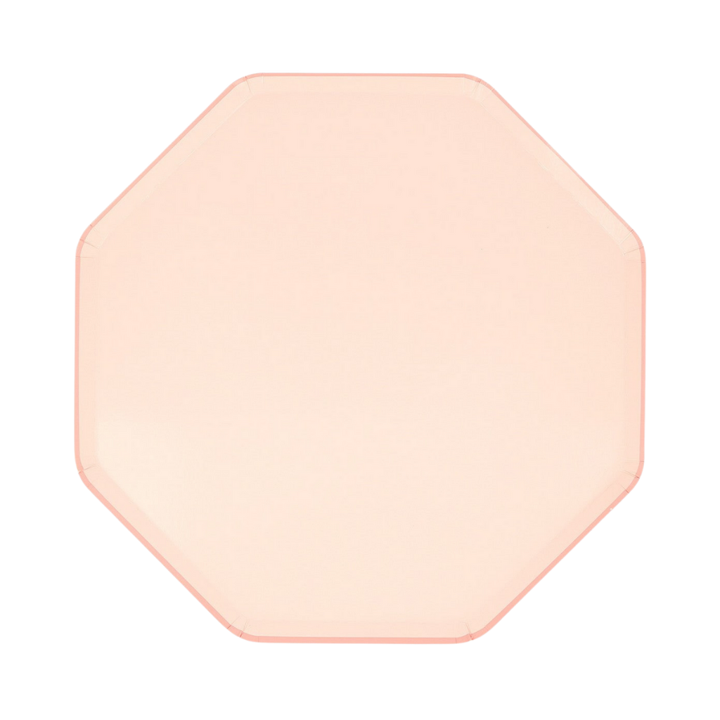 Blush pink octagon plate with simple design birthday celebration from Parte Haus party supply store in Bethesda MD