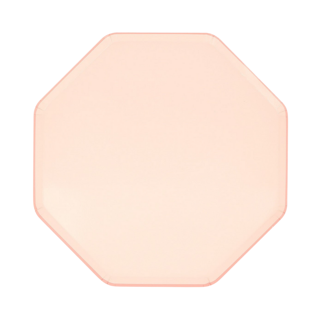 Blush pink octagon plate with simple design birthday celebration from Parte Haus party supply store in Bethesda MD