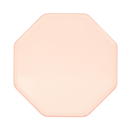 Blush pink octagon plate with simple design birthday celebration from Parte Haus party supply store in Bethesda MD