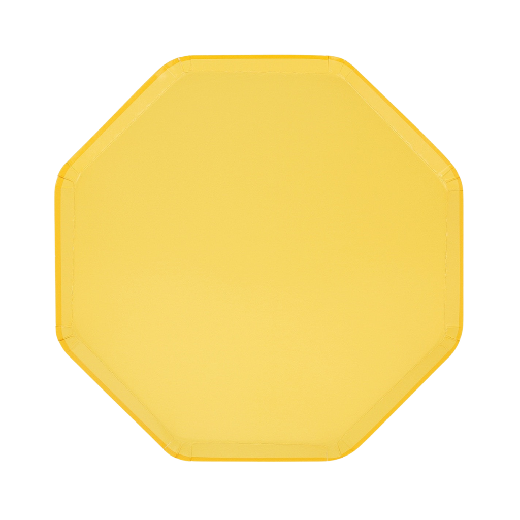 Yellow octagon plate solid color design birthday from Parte Haus party supply store in Bethesda MD