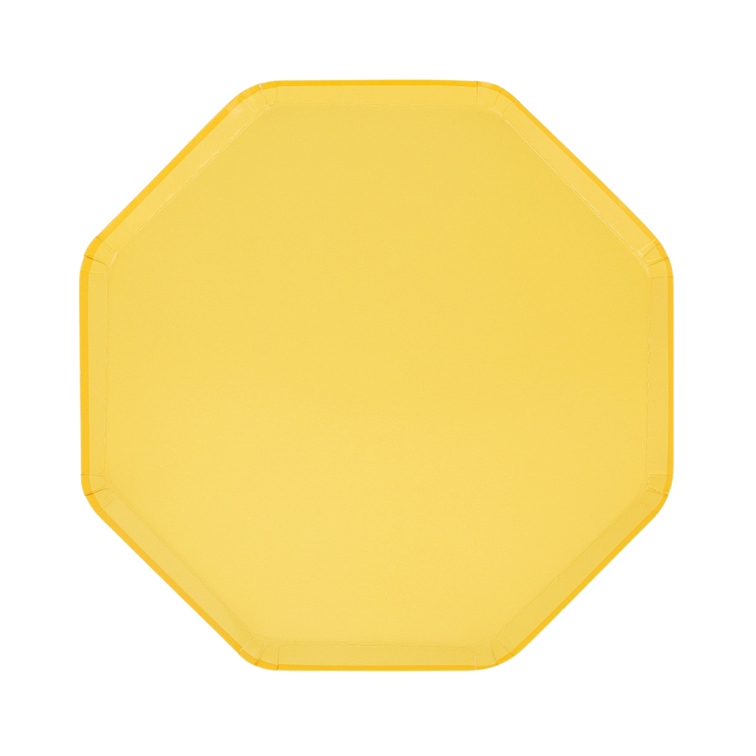 Yellow octagon plate solid color design birthday from Parte Haus party supply store in Bethesda MD