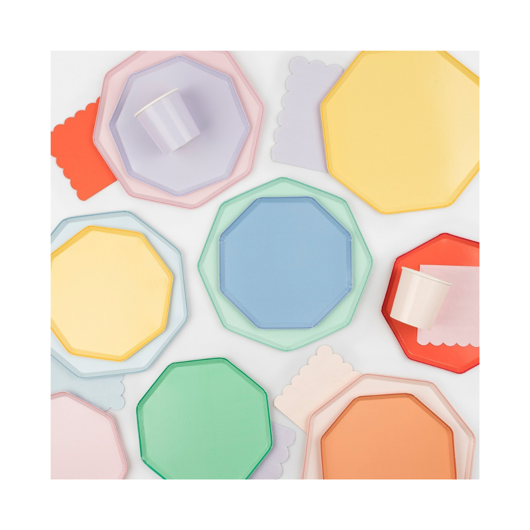 Yellow Lemon Sherbet Octagonal Dinner Plates