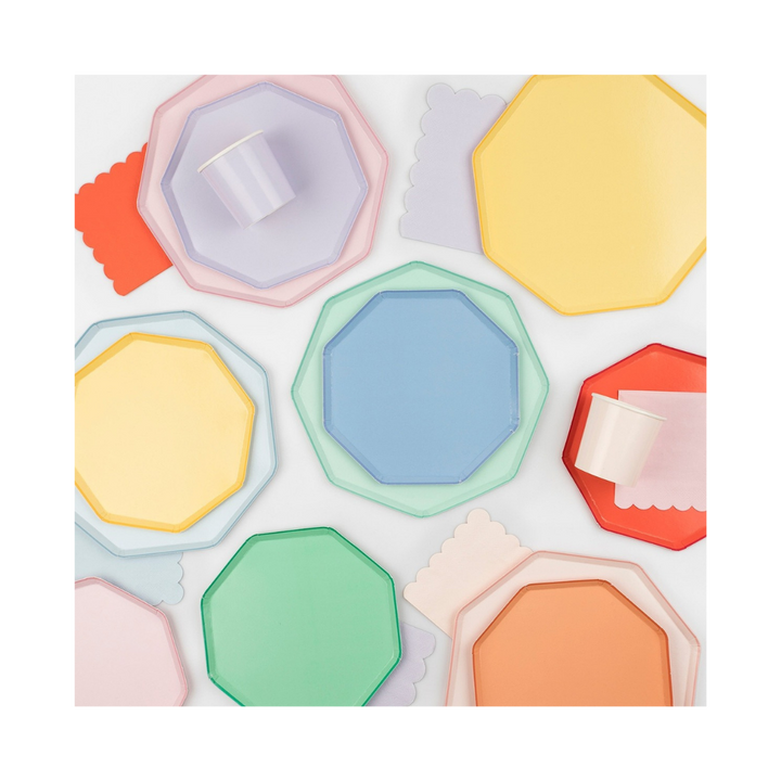 Yellow Lemon Sherbet Octagonal Dinner Plates